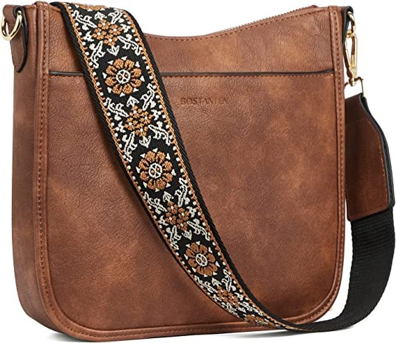 Crossbody Bags for Women Leather Handbags Hobo Shoulder Bags with Adjustable Colored Strap
