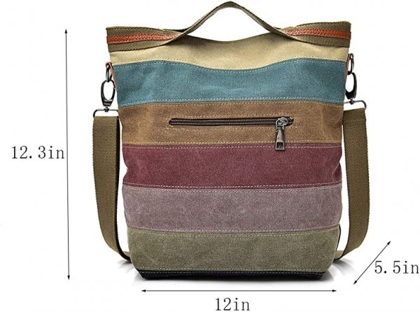 Womens Shoulder Bags Canvas Hobo Handbags Multi-Color Casual Messenger Bag