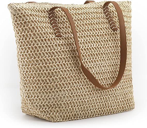 Lightweight Straw Bag, Straw Beach Bag for Women