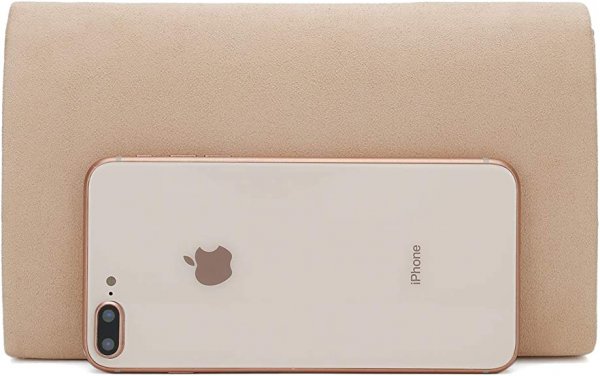 Faux Suede Clutch Bag Elegant Metal Binding Evening Purse