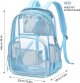 PVC school Backpack Waterproof durable See Through Bag Stadium Approved Clear Schoolbag Daypack Heavy Duty for travel Campus, Baby Blue