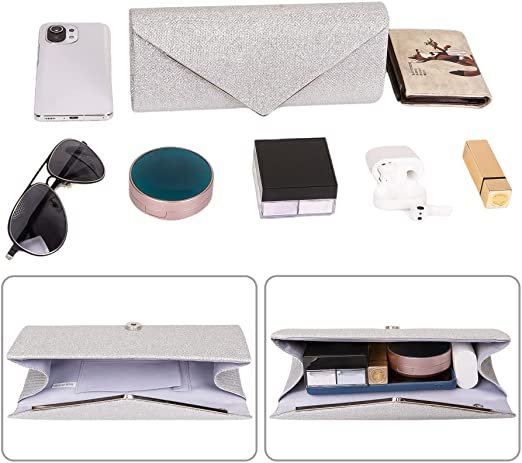Clutch Purses for Women, Sparkling Envelope Evening Bag with Detachable Chain