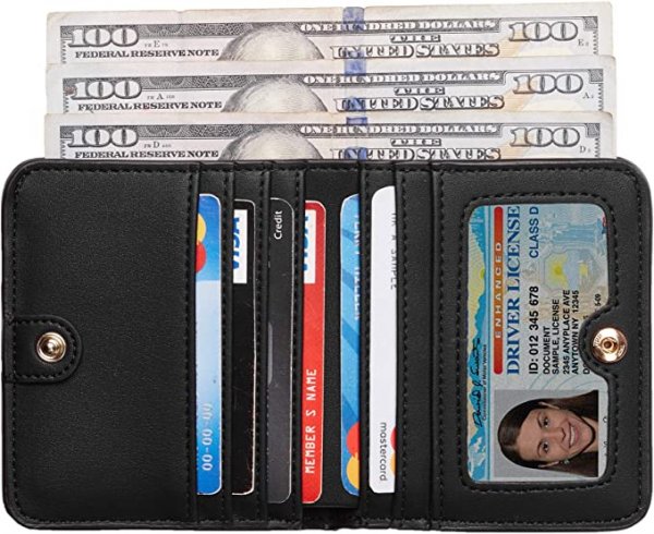 Womens Rfid Blocking Small Compact Bifold Luxury Genuine Leather Pocket Wallet Ladies Mini Purse with ID Window